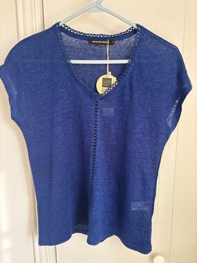 Monoprix Femme Royal Blue V-Neck Cap Sleeve Tank